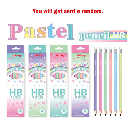 HB Pencils with erasers 12pc Pastel image 0