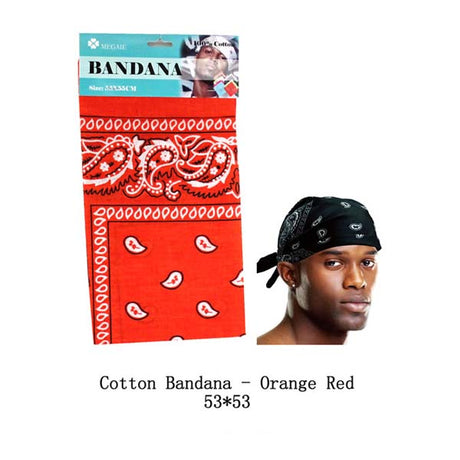 Cotton Bandana Orange Red Double Side image 0