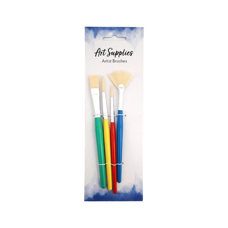 Artist Paint Brushes Flat+Point 4pc image 0
