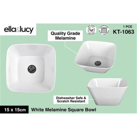1Pce Melamine White Square Bowl Sml 15cm image 0