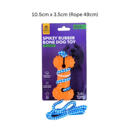 Dog Rubber Bone Toy with Rope 10.5cm x 3.5cm (Rope 49cm) image 0