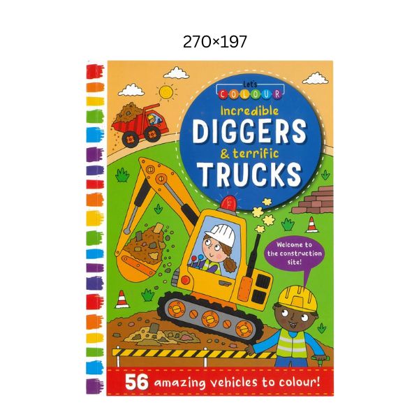 Colouring Book Diggers & Trucks 56pg 270×197 image 0