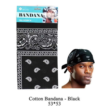 Cotton Bandana -Black 55*55 Double Side image 0