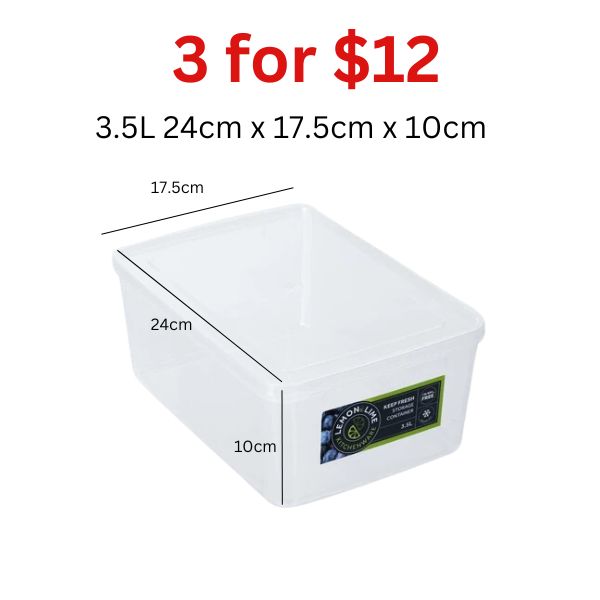 [3 for $12] KEEP FRESH FOOD CONTAINER 3.5L 17.5X24X10CM image 1
