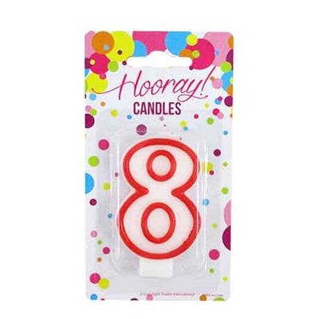 Candle Number 8 Red/White 7.5cm BC image 0