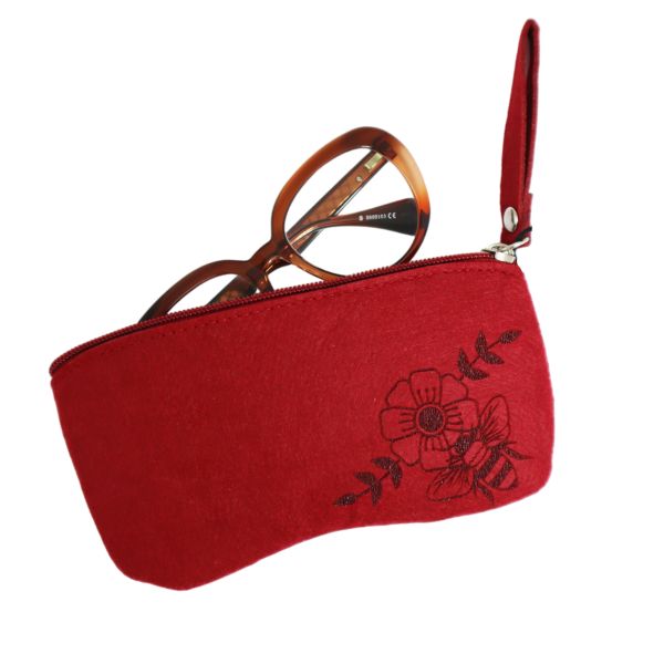 Sunglass Case Felt NZ Honey Bee Burgundy image 0
