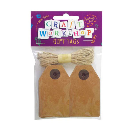 Craft Gift Tags & Jute 12 pc Kraft image 0