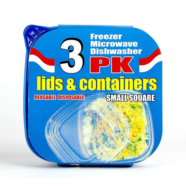 Square Containers w Blue Lids 3PC - 709ml image 0