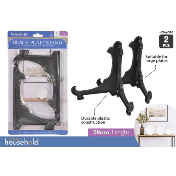 2pce Black Plate Stand-20cmH-Large image 0