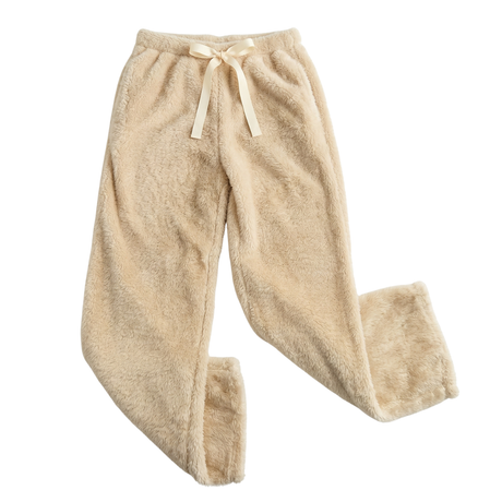 Ladies Soft Plush Sleepwear Pants-Light Yellow
