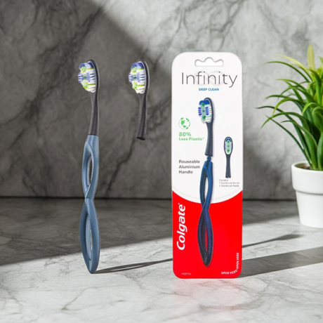 COLGATE TOOTHBRUSH INFINITY DEEP CLEAN REUSABLE ALUMINIUM HANDLE